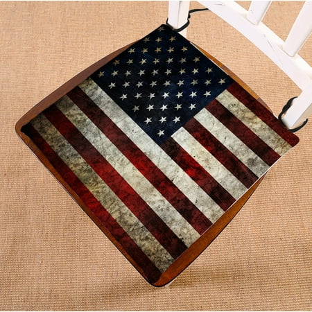 

PHFZK American Flag Chair Pad USA Flag Fourth of July Independence Day of National Celebration Seat Cushion Chair Cushion Floor Cushion Two Sides Size 16x16 inches