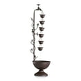thumbnail image 4 of Alpine Corporation MAZ254 38" Tall Outdoor Vintage Tiered Water Fountain with 6 Hanging Cups, Soothing Waterfall, Durable Iron Construction, Bronze, 4 of 11