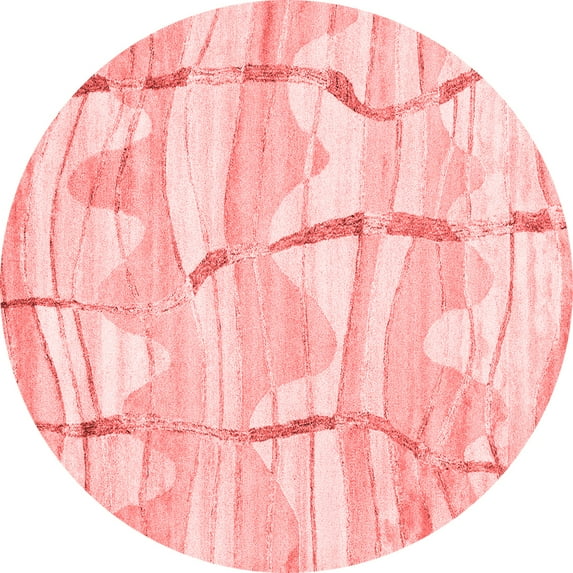Ahgly Company Indoor Round Abstract Red Contemporary Area Rugs, 8' Round