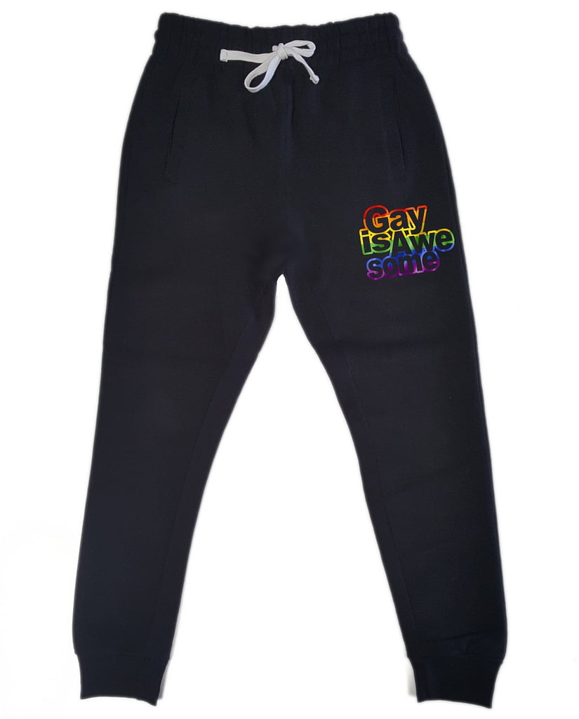 Men's Rainbow Gay Is Awesome KT T10 Black Fleece Gym Jogger Sweatpants ...