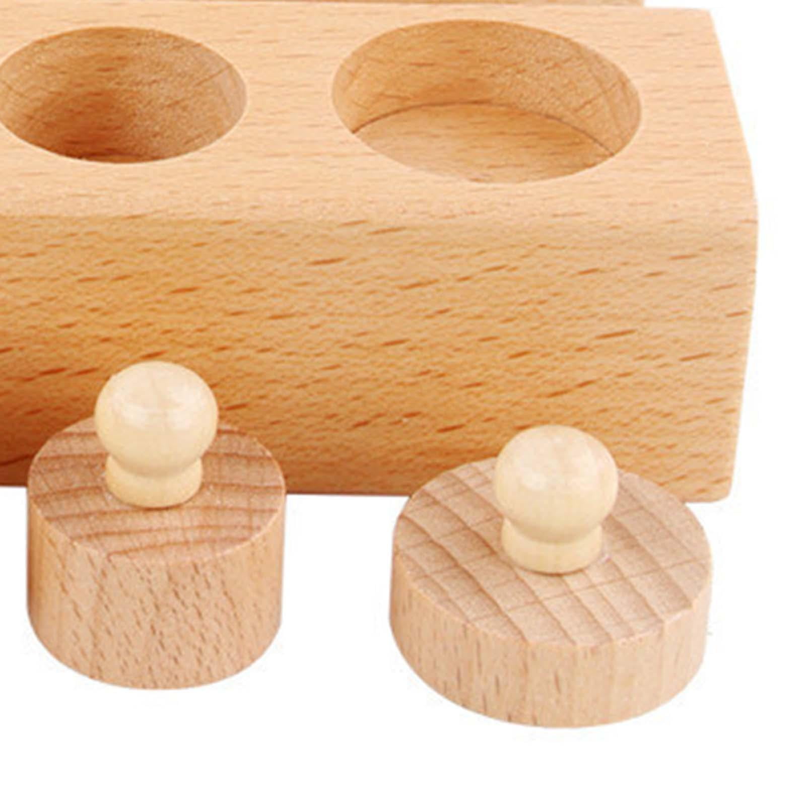 LeeQinersw 4 Pieces Wooden Knob Log Cylinder Blocks Patterning Early Development Board Game