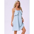 thumbnail image 3 of DARING DIVA Women's Sleeveless Loose Fit Chemise Ruffle Camisole L Blue, 3 of 7