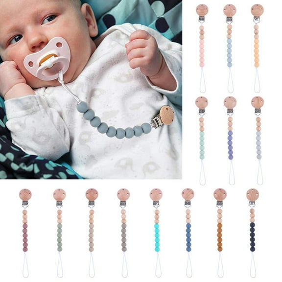 Tuelaly Pacifier Chain Safe Silicone Beech Round Baby Soothing Pacifier Toy Clip Nursery Supplies