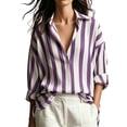 thumbnail image 3 of Horkkom Striped Shirt Women Long Sleeve Button Down Shirts Casual Loose Work Dress Shirts M, 3 of 7