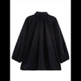 thumbnail image 4 of Chaqueta Acolchada para Mujer, Estilo Urbano, Holgada, Informal, con Mangas Murciélago, Solapa, Plisada y Cremallera. Negro L, 4 of 7