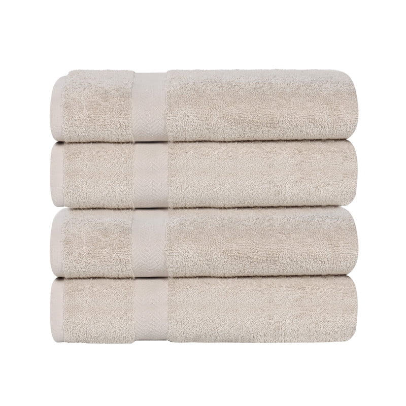 Superior Franklin 4-Piece Cotton Bath Towel Set, Super Soft Quick Dry Fade Resistant Towels, Stone