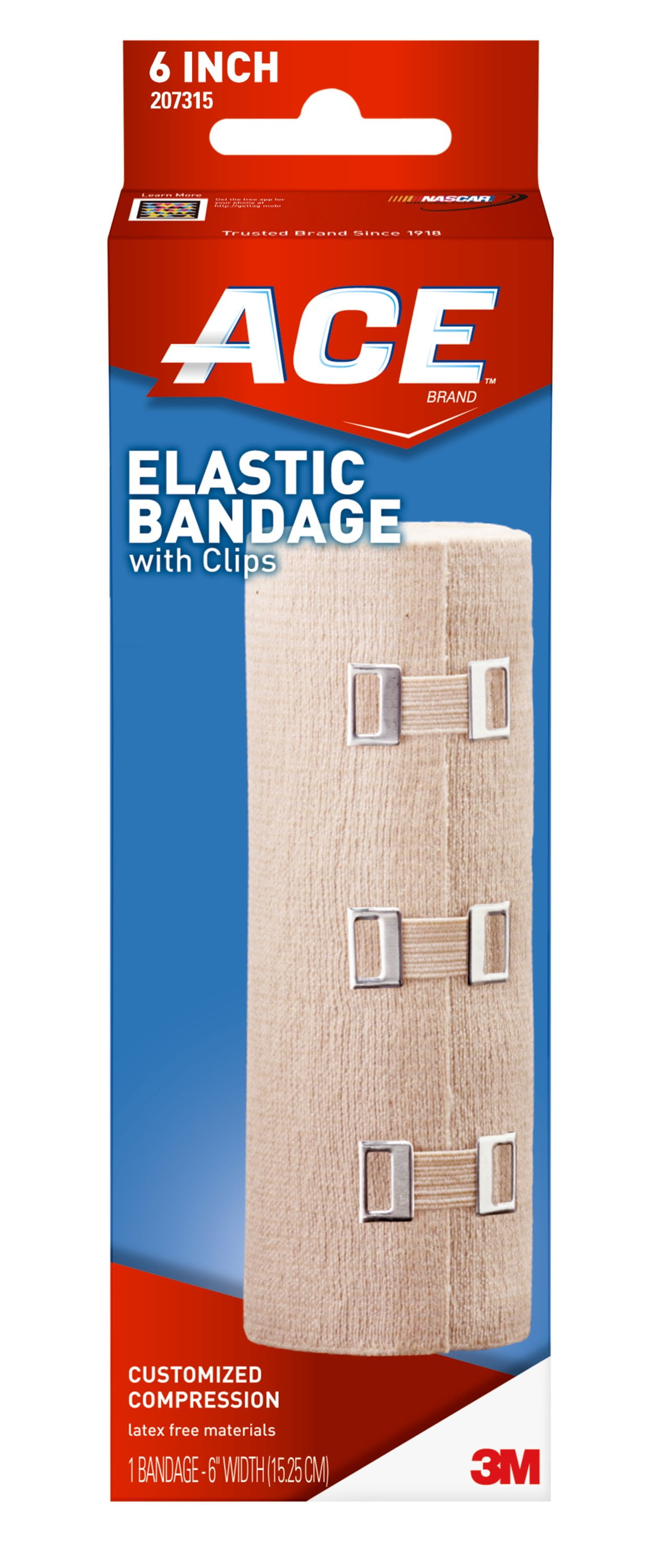 ACE Brand Elastic Bandage W/ Clips 6 in., Soft Discrete Fit, Beige