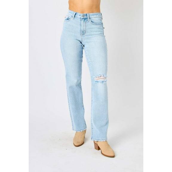 Judy Blue Full Size High Waist Distressed Straight Jeans