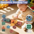 thumbnail image 4 of Somnr 6-in-1 Montessori Baby Toys for 1 Year Old - Wooden Stacking Blocks, Shape Sorter & Xylophone with Teething Rings, Learning Toys for Babies 6-12 Months (Toddler Gift Set), 4 of 6