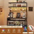 thumbnail image 6 of Bakers Rack with Power Outlet, 6-Tier Coffee Bar, Microwave Stand with Wine Rack, LED Lights and 10 Hooks, Bakers Racks for Kitchens with Storage, Black, 6 of 8
