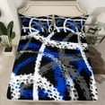 thumbnail image 2 of Manfei Grunge Geometric Lines Queen Sheet Sets 4 Pieces, Contemporary Abstract Flat Sheet, Black White Blue Queen Fitted Sheet, Luxury Bedroom Decor, 2 of 7
