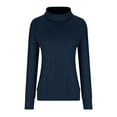 thumbnail image 4 of RQYYD Women's Long Sleeve Pleated Pullovers Tops Solid Cowl Neck Tunic Shirt Casual Loose Plus Size Sweatshirt Tops Dark Blue M, 4 of 6