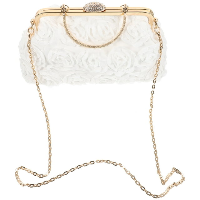 Bolso de mano para fiesta de noche, bolso de mano para mujer, bolso de mano con flores, bolso de mano cruzado de noche con cadena