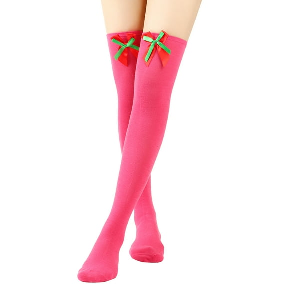 ERDOUY 2 Pairs Over Knee Socks Knee-High Socks High Thigh Boot Stockings Women Knee Highs Socks for Girl Cosplay, Daily Wear,Rose