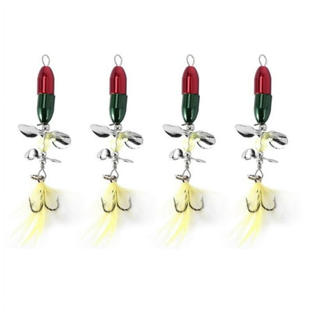 4X Long Casting Spinner Bait Fishing Lure Double Tail Propeller Trout Carp Catfish Artificial Ice Fishing Lures 10G,4 x Piece Fishing Lure,Green&Blue