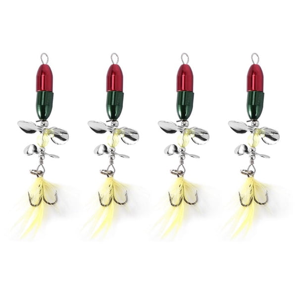 4X Senuelo de Pesca Cebo Hilandero de Fundicion Largo Helice de Doble Cola Trucha Carpa Bagre Senuelos de Pesca de Hielo Artificial 10G