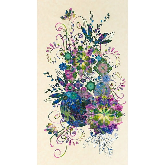 24" X 44" Panel Floral Nature Venice Jewel Multicolor Cotton Fabric Panel (AQSD-19717-201JEWEL)