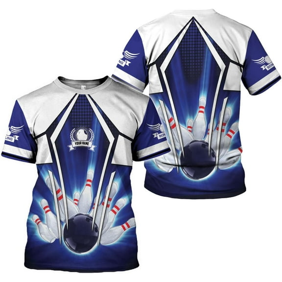 Custom Bowling Shirts, Personalized Name Bowling Shirts Unisex, Bowling Jerseys for Men & Women, Team Bowling Shirt Gift (Blue, XL)