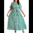 thumbnail image 1 of Vestido de Verano Holgado Informal de Corta con Corte A y Corte en A para Mujer, Talla Grande Círculo Verde 4XL, 1 of 7