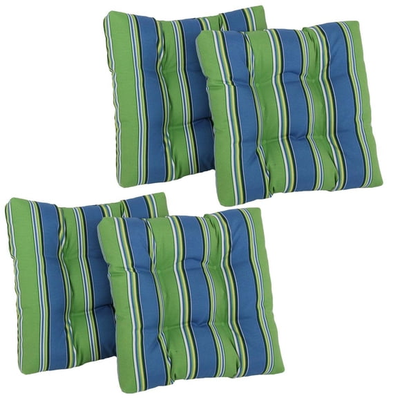 Blazing Needles 19-inch Squared Spun Polyester Tufted Dining Chair Cushion-Color:Haliwell Caribbean