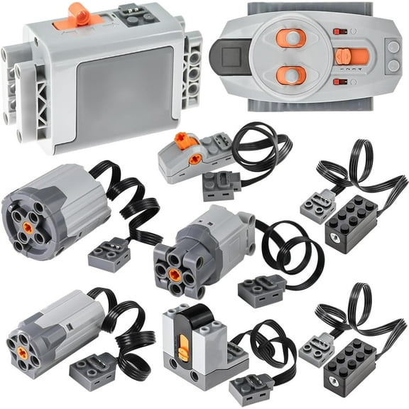 9Pcs Technic-Parts Motor-Kits-Set Power-Function Compatible with Major Brand AA Battery Box IR Receiver Remote-Control Switch