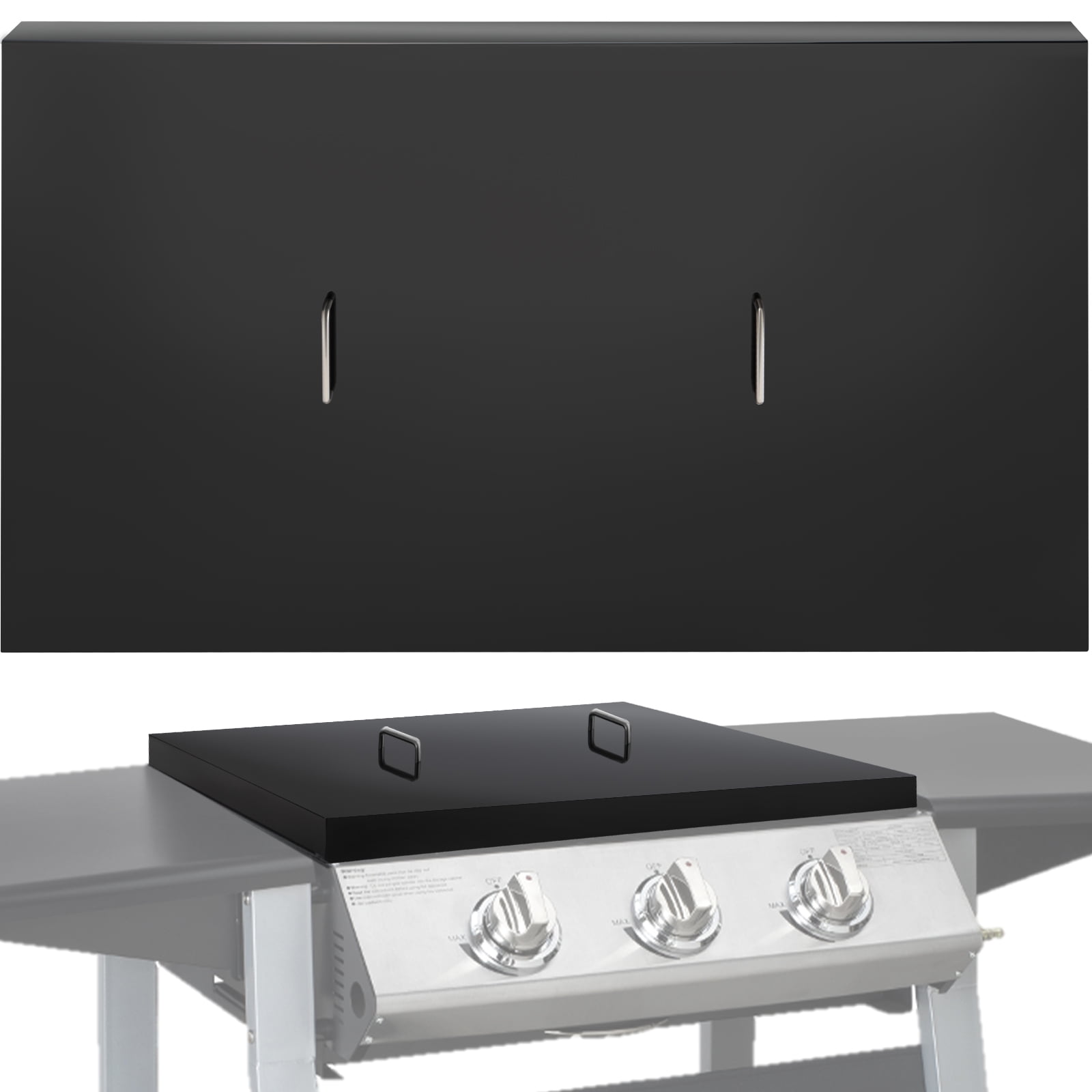 VEVOR Griddle Lid Cover, Work with 28' Blackstone Griddle, Powder Coated Black Carbon Steel Flat Top Griddle Cover, Griddle Cover with Heatproof Handle for Outdoor Griddle