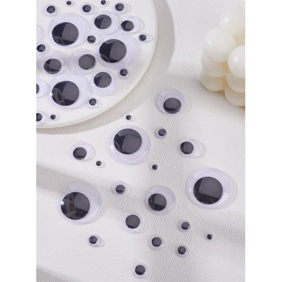 Black & White Wiggle Googly Eyes Cabochons DIY Scrapbooking Crafts Toy Accessories Black 6~30x3~5.5mm