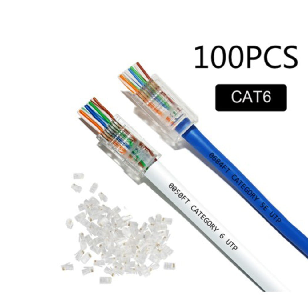 zomer Van toepassing zijn Schaar 100pcs R-J45 Pass Through Modular Plug Network Cable UTP Connector End  8P8C/CAT6 - Walmart.com