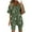 Olive Green, variant on Wyobmus Women's 2 Piece Short Outfit Causal Floral Printed V Neck Half Sleeve Tee Shirt Skinny Legging Shorts Set Olive Green