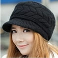 thumbnail image 6 of Meidiya Women's Winter Warm Hat Crochet Slouchy Newsboy Cap Hat Knitted Beanie Knitted Caps with Visor, 6 of 8