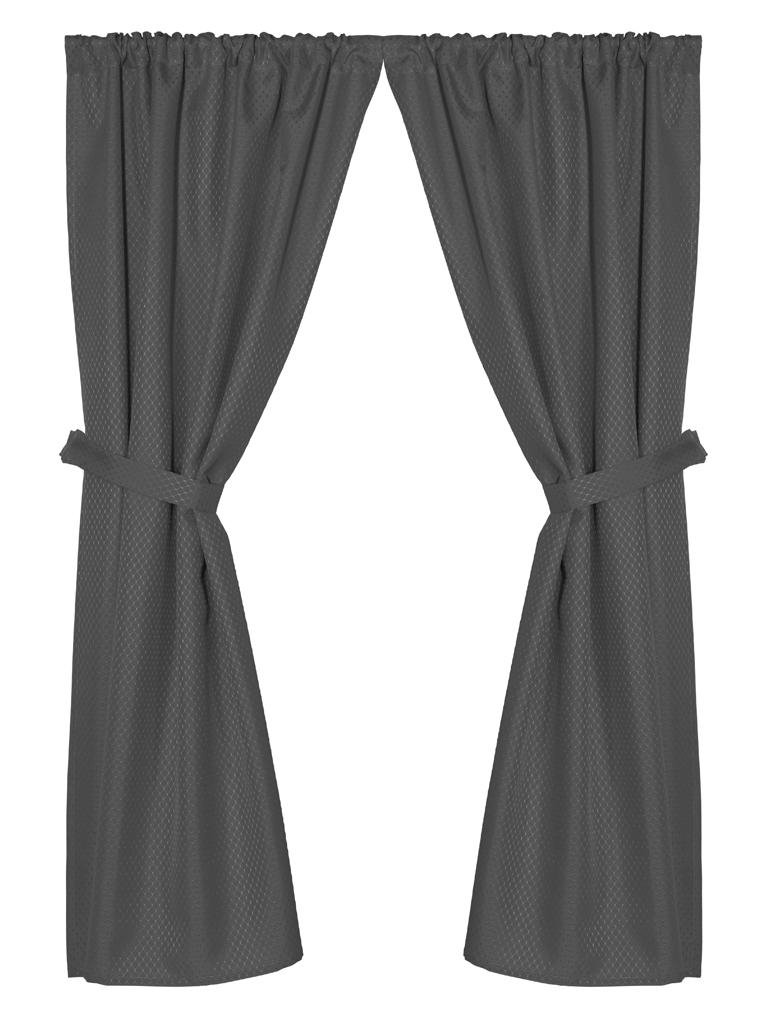 "Grace" Jacquard Bathroom Window Curtain in Black
