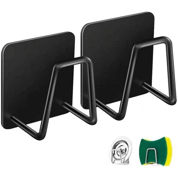 2 soportes de esponja para fregadero de cocina, soporte de esponja pequeño adhesivo fuerte, carrito para fregadero de cocina resistente al agua y al óxido de primera calidad, tamaño mínimo, acero