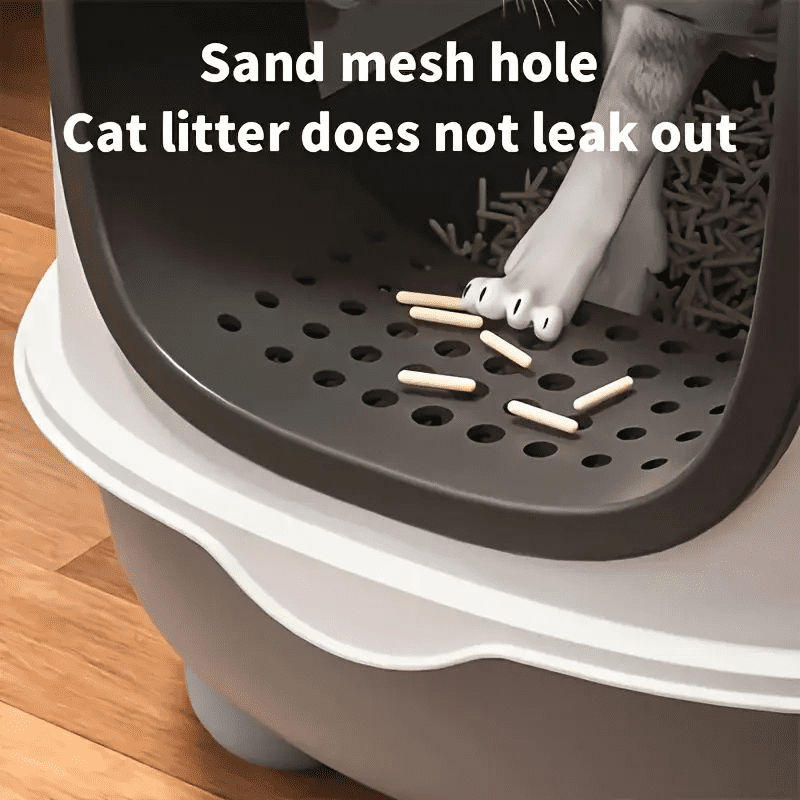 Spacious Fully Enclosed Cat Litter Box with Litter Scoop