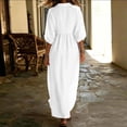thumbnail image 5 of HAPIMO Turn Down Collar V Neck Puff Sleeve Loose Maxi Dress Women Casual Dress for Beach White XL, 5 of 7