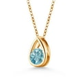 thumbnail image 2 of Gem Stone King 18K Yellow Gold Plated Silver Blue Zircon Teardrop Pendant Necklace for Women (0.85 Cttw, Gemstone Birthstone, Round 5MM, with 18 inch Silver Chain), 2 of 4