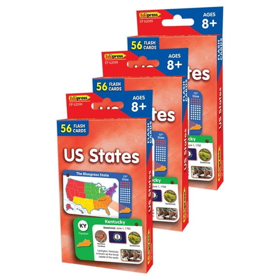 Edupress US States Flash Cards, 3 Packs