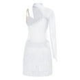 thumbnail image 4 of iiniim Latin Dance Dress Women Rumba Chacha Tango Single Sleeves Performance Clothing Latin Skirt Ivory M, 4 of 6