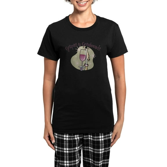 CafePress - Grapes And Greyhounds Women's Dark Pajamas - Women's Short Sleeve Print T-Shirt and Pants Dark Cotton Pajama Set