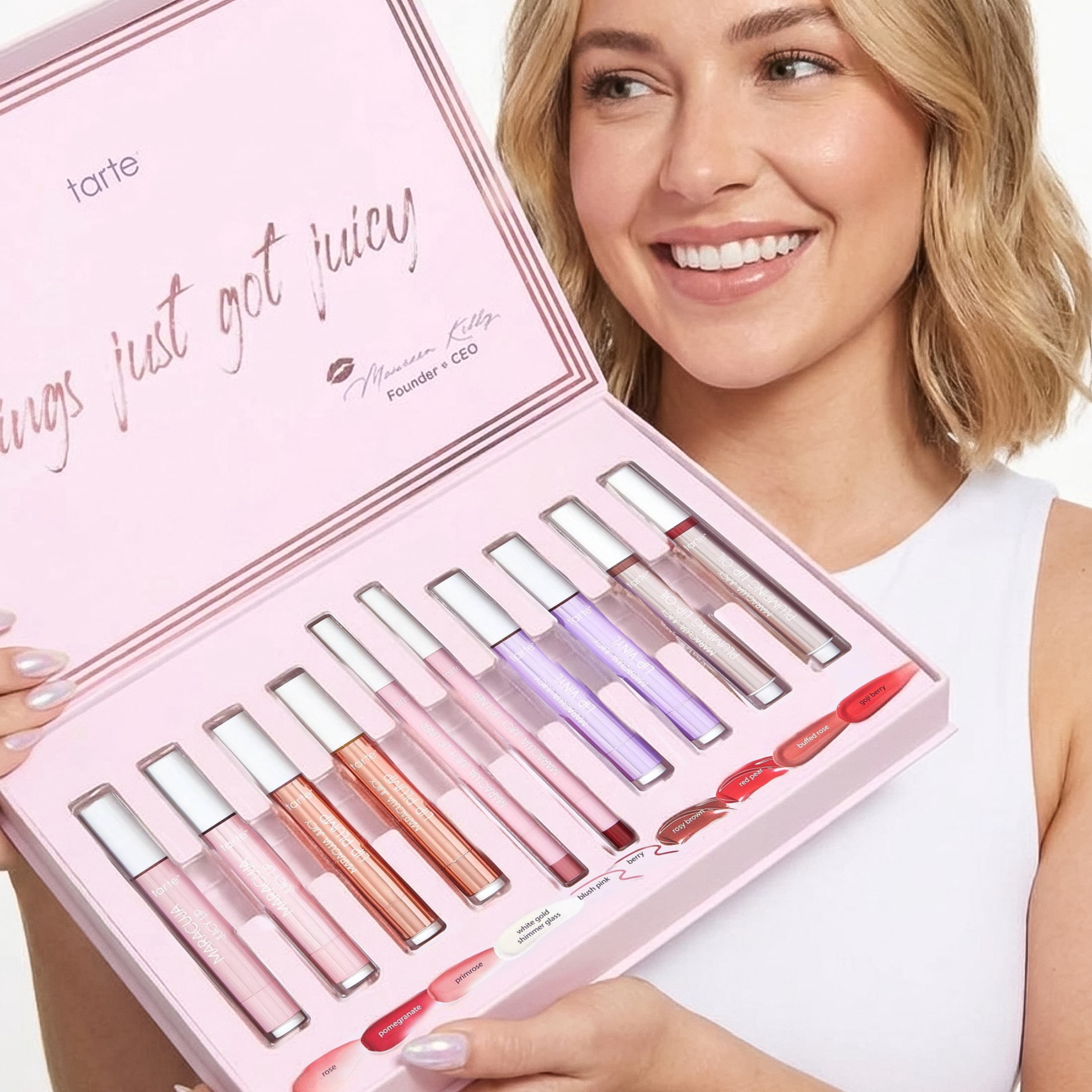 Tarte Maracuja Juicy Lip Collector's Set, 10-Piece Hydrating Maracuja Lip Balm, Vinyl, Liner, Gloss, Plumper, Beauty Gift for Women