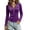 Purple, variant on Fmbrln Womens Henley V Neck Ruched Slim Fit Long Sleeve Shirts Solid Stretchy Casual Basic Tee Tops