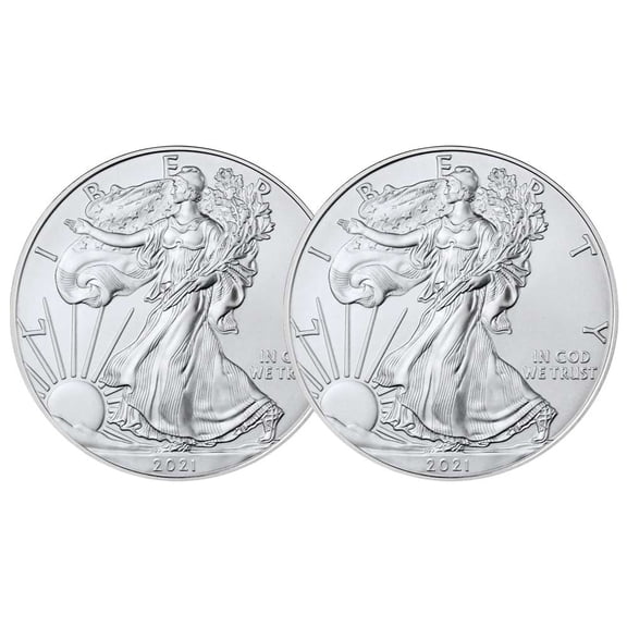 Lot of 2 - 2021 $1 Type 1 American Silver Eagle 1 oz BU