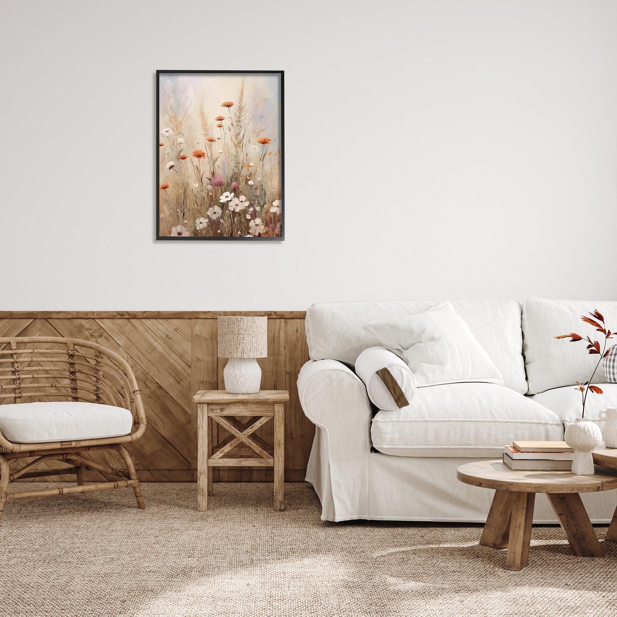 Stupell Industries Wildflower Meadow Painting Botanical & Floral Painting Black Framed Art Print Wall Art, 24 x 30