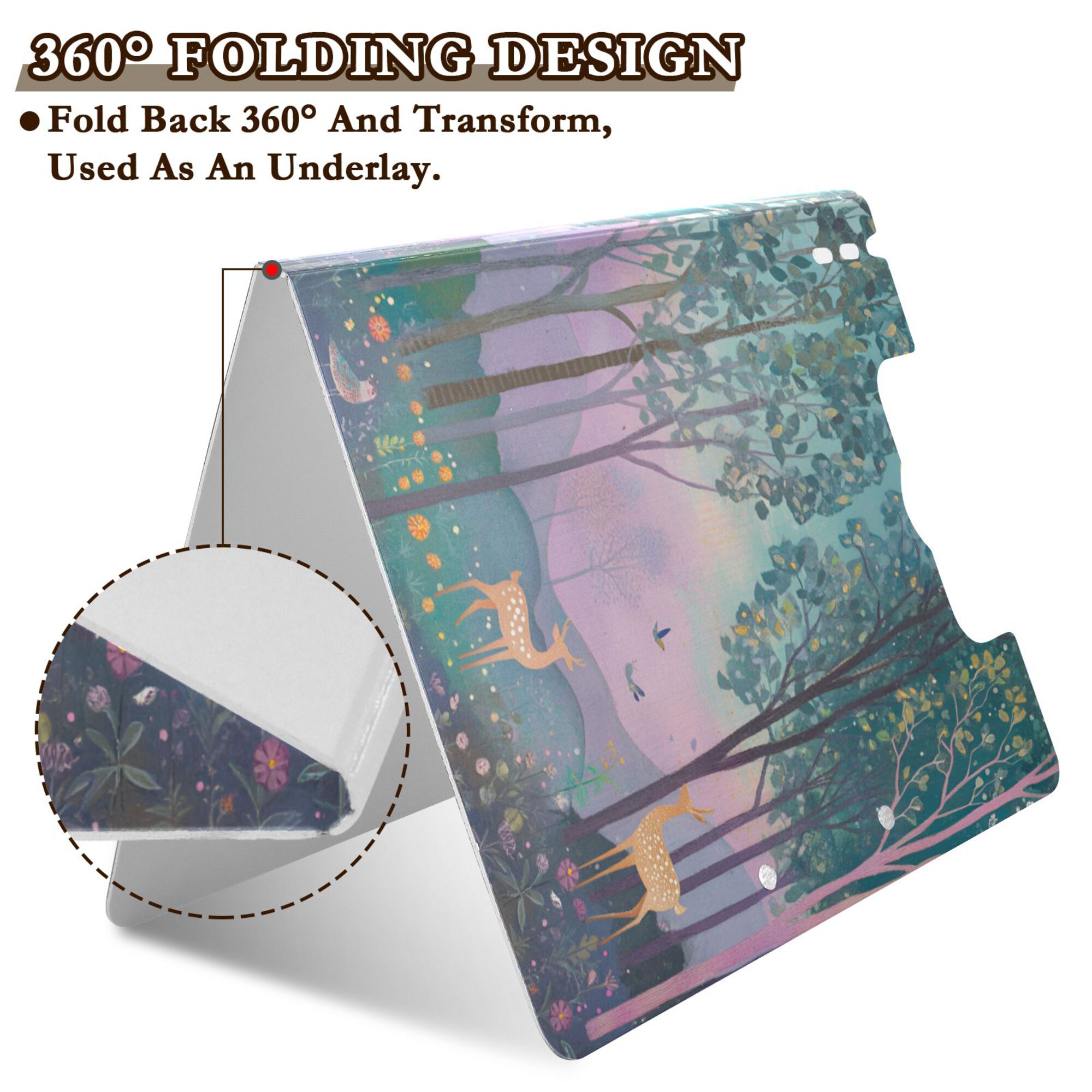 FORMRS A4 Clipboard Folder with Pen Holder Horizontal Foldable School Office Binder, Purple Forest Scene