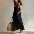 thumbnail image 7 of Tqcoqu Womens Washed Linen Sleeveless Maxi Dress,U Neck Loose Maxi Dress with Large Pockets,Black Women's S-XXXL, 7 of 7