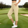thumbnail image 4 of Fmbrln Womens Capri Pants Stretchy Waist Comfy Workout Yoga Capris Casual Travel Work Capri Pants with Pockets, 4 of 8