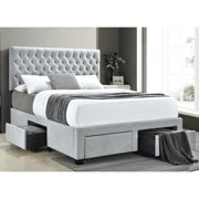 Light Grey Glam Storage Queen Bed / Smart Storage, Sophisticated Bedroom