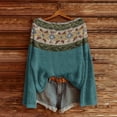 thumbnail image 2 of WTXUE Chandail Rétro Vintage à Imprimé Artistique pour Femmes, Blouses Légères, Hauts Boho Décontractés, Chandail Tricoté à Imprimé Léopard, Chandails à Manches Longues, Col Rond, Chandail Bohème Bleu m, 2 of 3