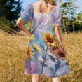 thumbnail image 3 of Sunflower Short Sleeved Dress Summer Dresses Birthday Dress for Women Luxury 2025 Dress Party Night, 3 of 6