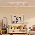thumbnail image 4 of FSLiving Gimbaled Track Light Adjustable H Type Flexibly Rotatable Goose Neck Head Twine Natural Rattan Shade, E26 Socket Track Mount Decorate for Dinning Sloped Ceiling, 4 of 7