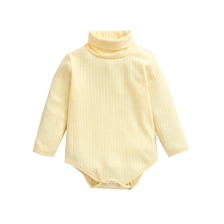 

Canrulo Newborn Baby Girls Boys Autumn Rompers Solid Long Sleeve Jumpsuits Ribbed Bodysuit Clothes Apricot 3-6 Months